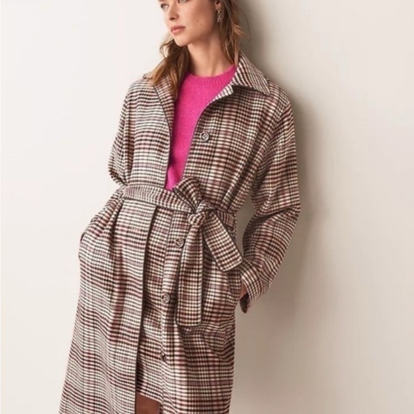 Ann Taylor Mac Belted Plaid Coat - Medium - Picture 3 of 10